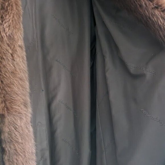 Women's Vintage John Pappas Brown Mink Fur Coat with Fox Trim Size Large - Picture 5 of 8